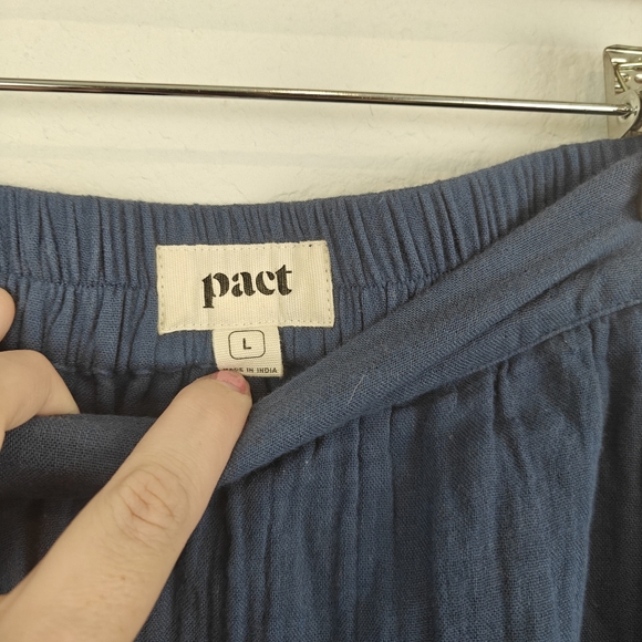 PACT Coastal Wrap Knee Length Cotton Skirt In French Navy Size LG Women's - Picture 14 of 15